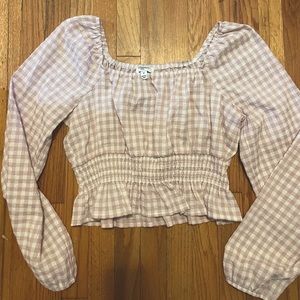 Freshman 1996 Pink gingham babydoll long sleeve top
